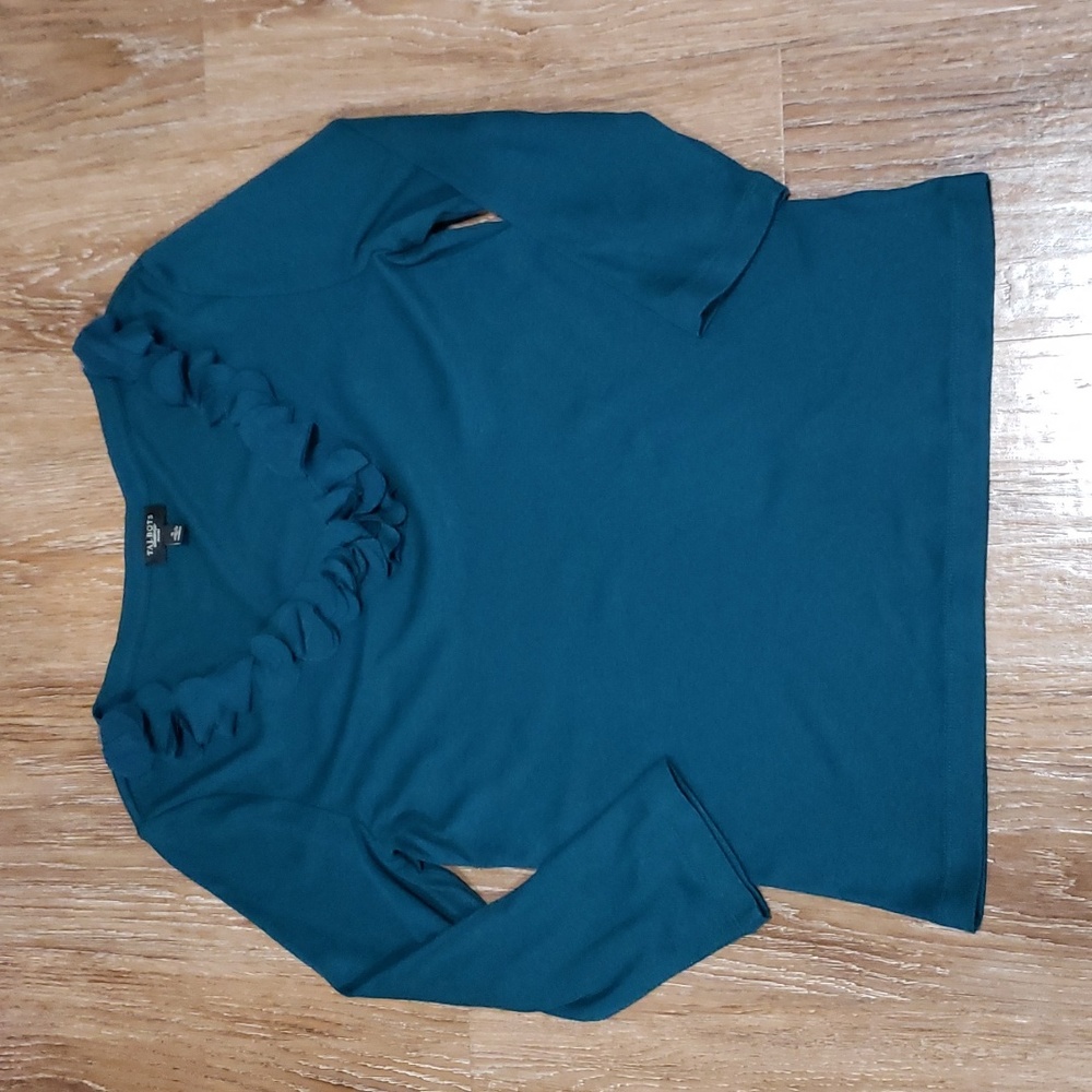 (S) Talbots Petites Floral Embellished Art Deco Solid Color Jewel Tone Comfy